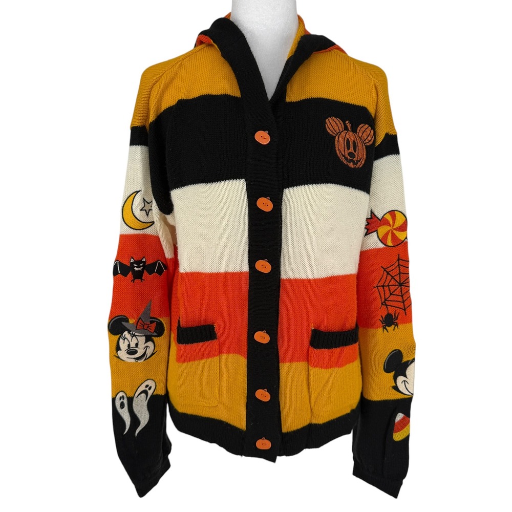 Disney Her Universe Halloween Mickey Minnie Candy Corn Hooded Cardigan S/M